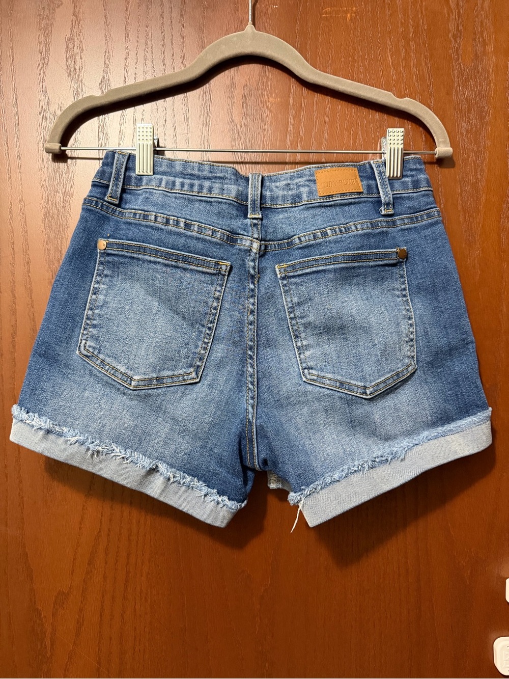 Judy Blue Women's Blue Denim Roll-Cuff Shorts - Picture 3 of 5